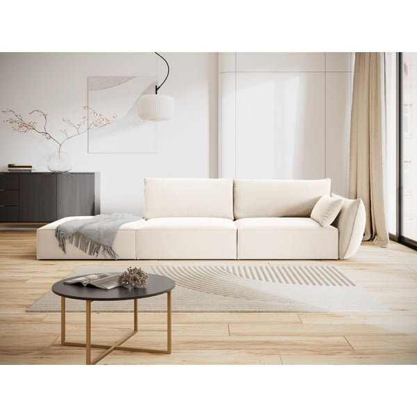 Béžová zamatová pohovka pravý roh 264 cm Vanda – Mazzini Sofas-image-1