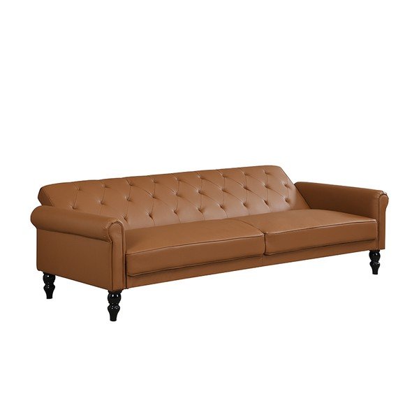 Koňakovohnedá polohovacia/rozkladacia pohovka z imitácie kože 222 cm Tyne – Støraa-image-3