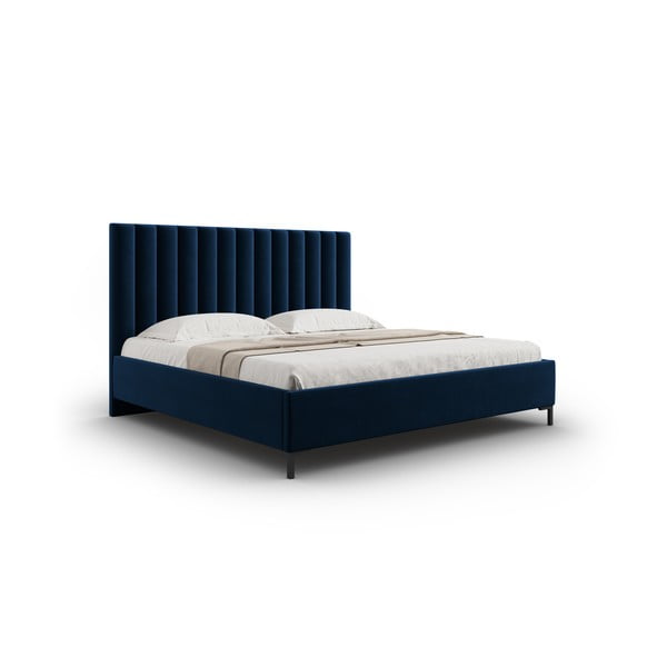 Tmavomodrá čalúnená dvojlôžková posteľ s úložným priestorom s roštom 140x200 cm Casey – Mazzini Beds-image-2