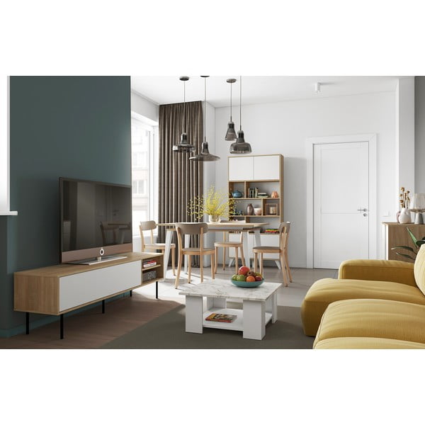 TV stolík v dekore duba v bielo-prírodnej farbe 165x40 cm Ampère – TemaHome-image-1