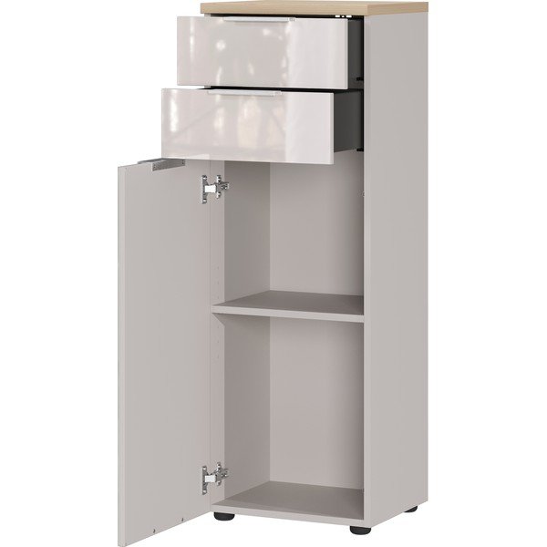 Krémovobiela lesklá vysoká/úzka kúpeľňová skrinka 39x112 cm Tavira – Germania-image-3