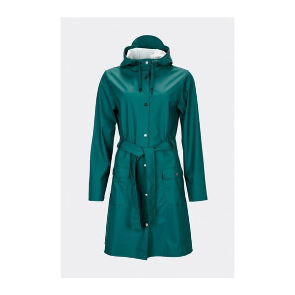 Tmavozelený dámsky plášť s vysokou vodeodolnosťou Rains Curve Jacket, veľkosť L/XL