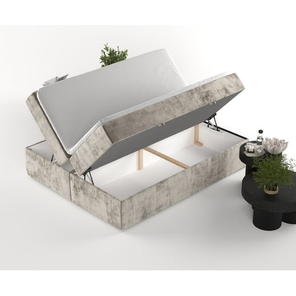 Svetlohnedá boxspring posteľ s úložným priestorom 160x200 cm Yoko – Maison de Rêve-image-4