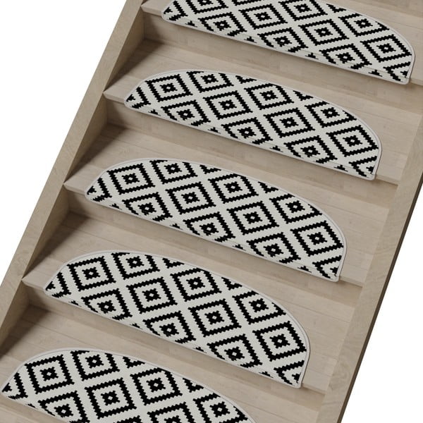 Čierno-biele nášľapy na schody v súprave 16 ks 20x65 cm Art – Vitaus-image-1