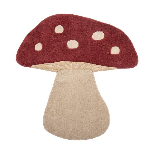Červený vlnený detský koberec 85x90 cm Mushroom – Bloomingville Mini