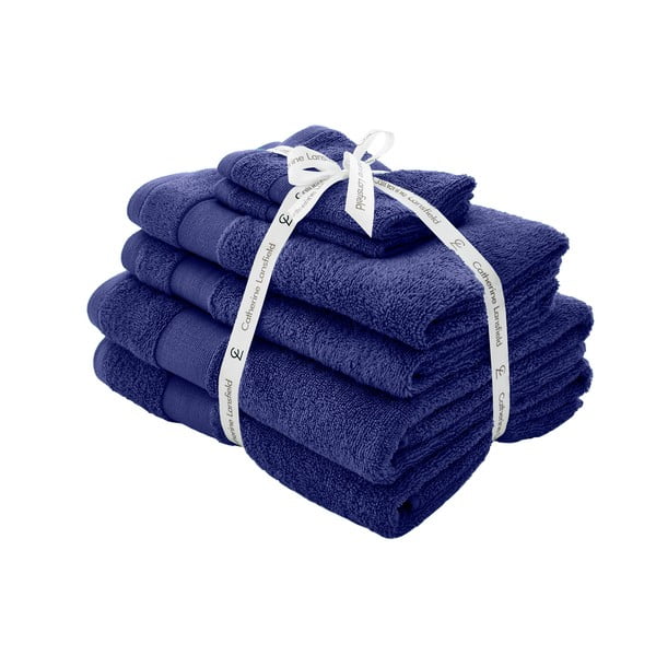 Tmavomodré froté bavlnené uteráky a osušky v súprave 6 ks Anti–Bacterial – Catherine Lansfield