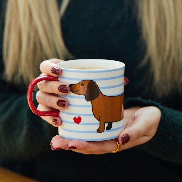 Modro-hnedý porcelánový hrnček 300 ml Sausage Dog – Sass &amp; Belle-image-2