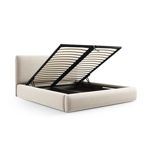 Béžová čalúnená dvojlôžková posteľ s úložným priestorom s roštom 180x200 cm Colonel – Cosmopolitan Design-image-2