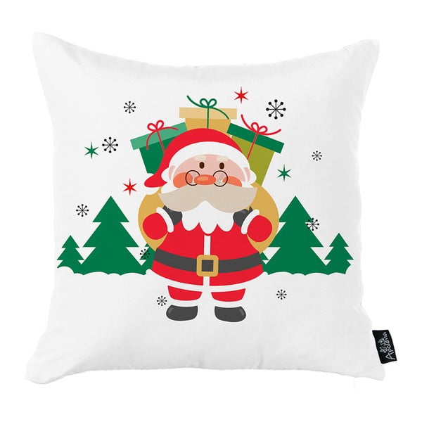 Biela vianočná obliečka na vankúš Mike & Co. NEW YORK Honey Christmas Santa Claus Gifts, 45 x 45 cm