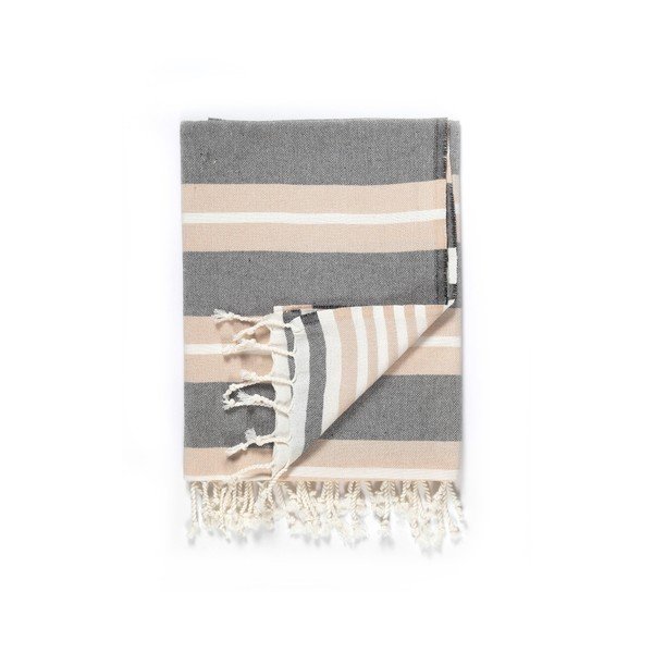 Béžovo-sivá osuška s prímesou bavlny Kate Louise Cotton Collection Line Beige Grey, 100 × 180 cm-image-2