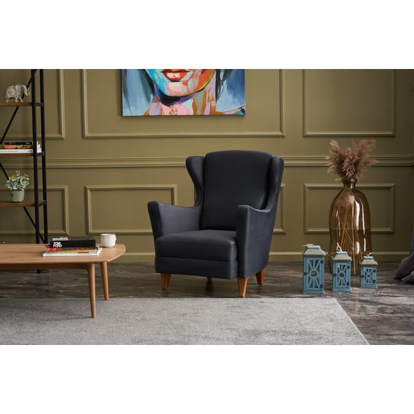 Tmavosivé kreslo ušiak Lola Brejer – Artie-image-4