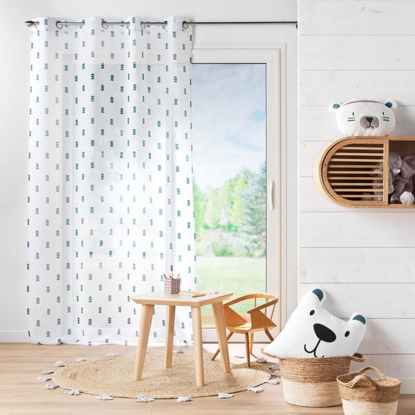 Bielo-modrá voálová záclona 140x240 cm Geokid – douceur d'intérieur-image-2