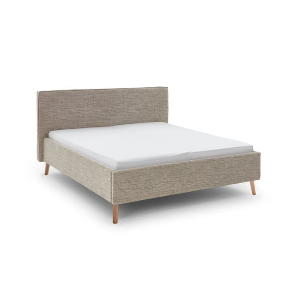 Béžová čalúnená dvojlôžková posteľ s úložným priestorom s roštom 180x200 cm Riva – Meise Möbel