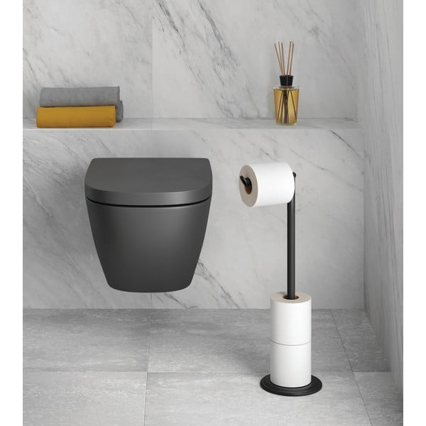 Matne čierny oceľový stojan na toaletný papier Lava – Metaltex-image-1