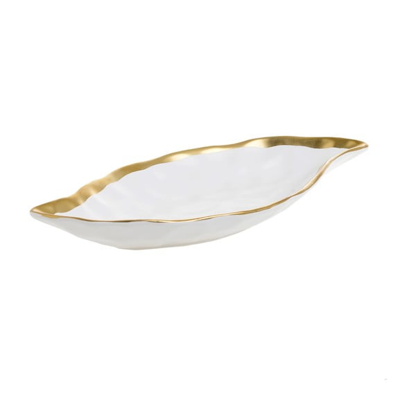 Biela porcelánová servírovacia miska InArt Leafy, 26,5 x 13,5 cm