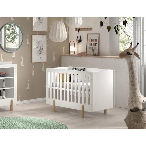 Biela postieľka z borovicového dreva 60x120 cm SMILE – Vipack-image-1