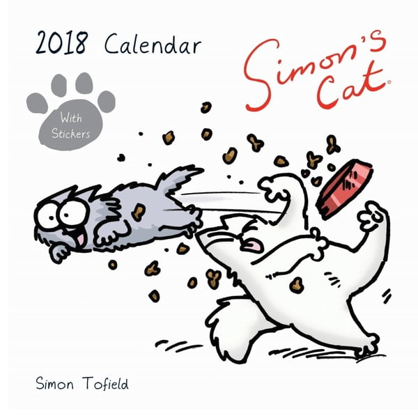 Nástenný kalendár na rok 2018 s lepiacimi papierikmi Portico Designs Simon 's Cat
