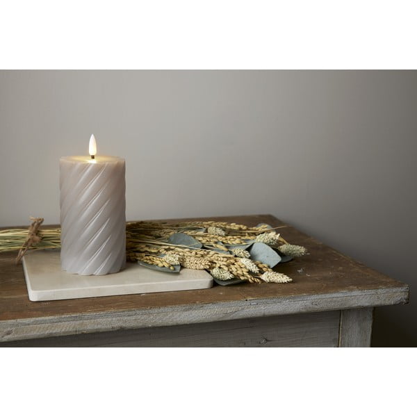 Sivá vosková LED sviečka Star Trading Flamme Swirl, výška 15 cm-image-4