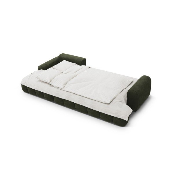 Zelená zamatová rozkladacia/s úložným priestorom rohová pohovka (ľavý roh/s leňoškou) Linz – Cosmopolitan Design-image-4