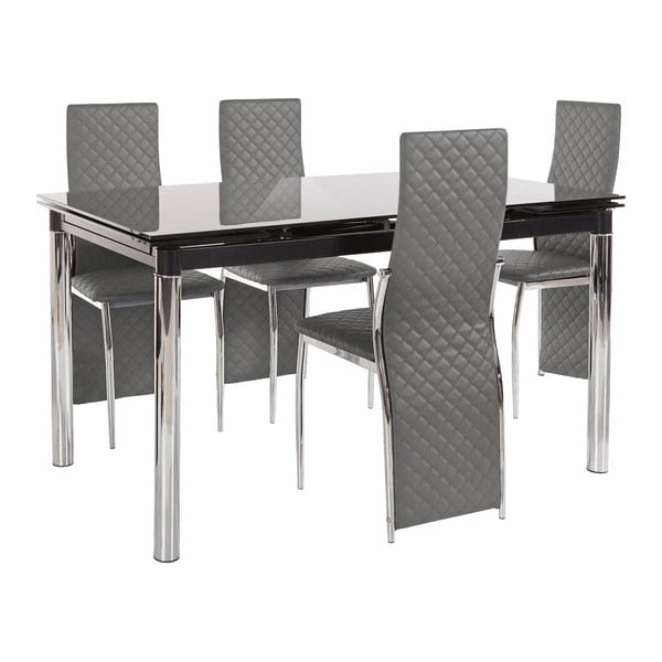Set jedálenského stola a 4 sivých jedálenských stoličiek Støraa Pippa William Black Grey
