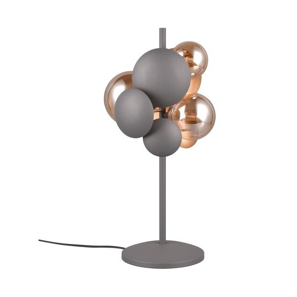 Stolová lampa so skleneným tienidlom v sivo-zlatej farbe (výška 50 cm) Bubble – Trio Select
