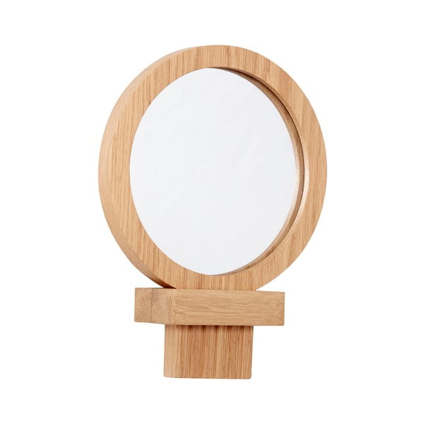 Nástenné/kozmetické zrkadlo s dreveným rámom ø 14 cm – Hübsch