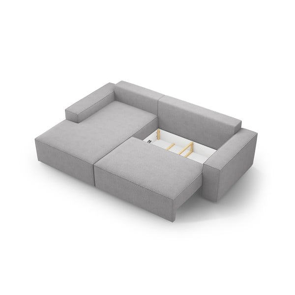 Svetlosivá rozkladacia rohová pohovka z textílie bouclé (ľavý roh) Jodie – Micadoni Home-image-4