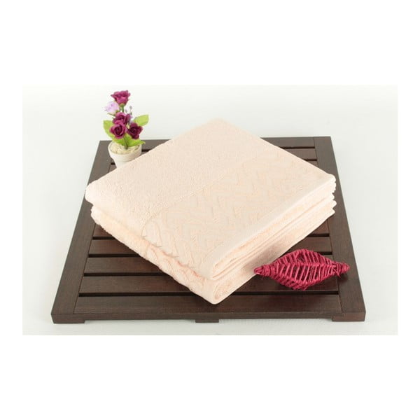 Sada 2 uterákov ružových osušiek zo 100% bavlny Kalp Powder, 50 × 90 cm