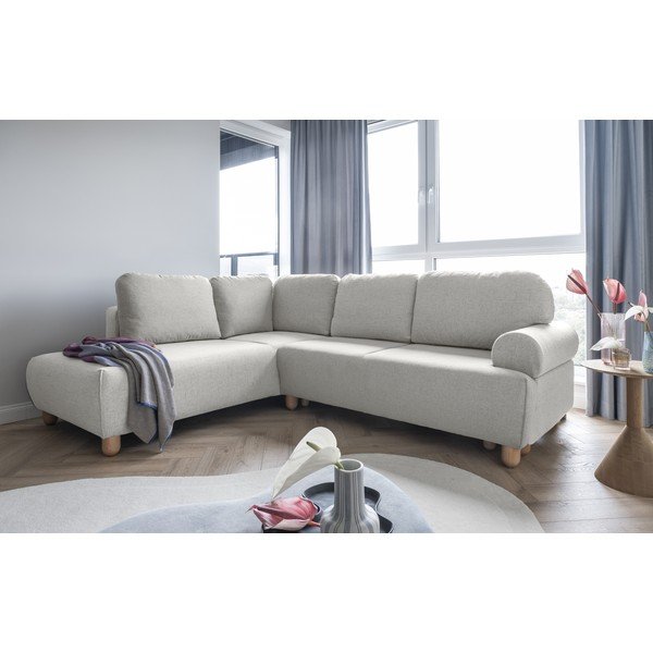 Krémovobiela rozkladacia rohová pohovka (ľavý roh) Bouncy Olli – Miuform-image-1