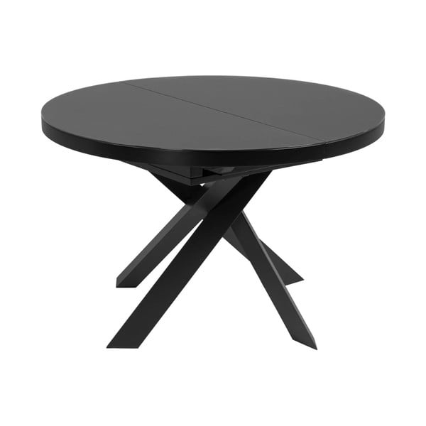 Čierny okrúhly rozkladací jedálenský stôl so sklenenou doskou ø 160 cm Vashti – Kave Home