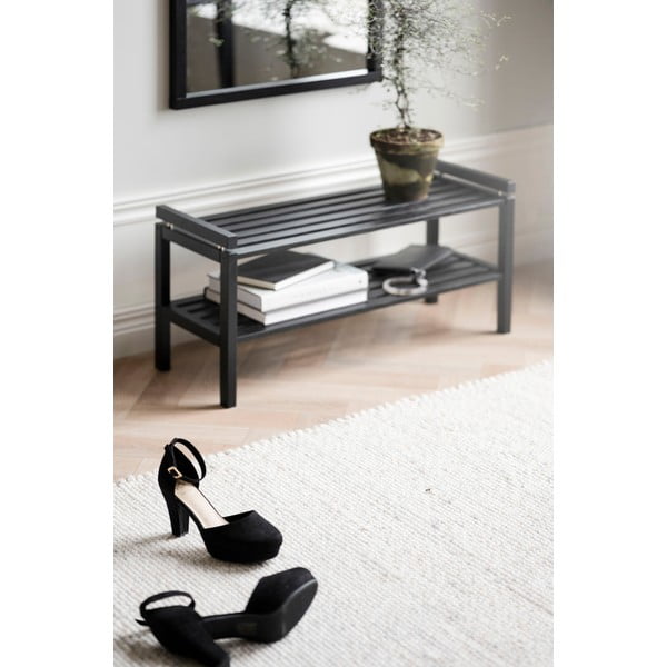 Čierna skrinka na topánky z dubového dreva Confetti – Rowico-image-2