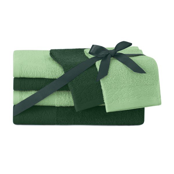 Zelené froté bavlnené uteráky a osušky v súprave 6 ks Flos – Restilo-image-1