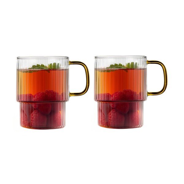 Žlté sklenené hrnčeky v súprave 2 ks na cappuccino 350 ml Livio – Vialli Design
