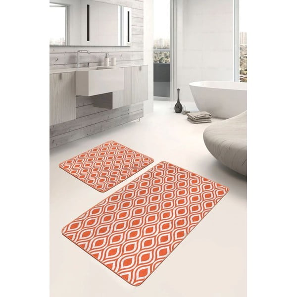 Oranžové zamatové kúpeľňové predložky v súprave 2 ks 60x100 cm – Mila Home-image-3