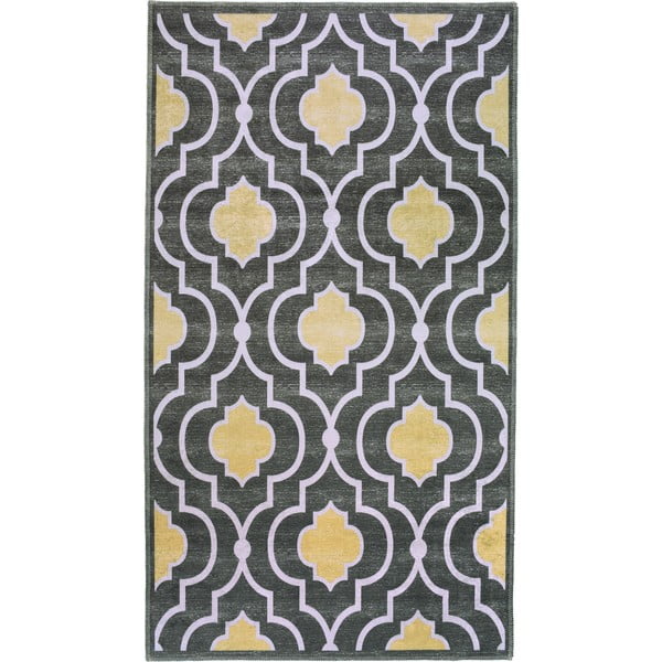 Žlto-sivý prateľný koberec behúň 200x80 cm - Vitaus