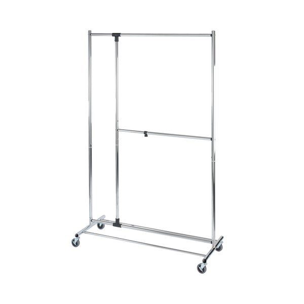 Sivý kovový teleskopický pojazdný stojan na oblečenie Profissimo – Wenko-image-4