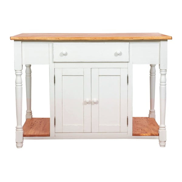 Drevený stolík s úložným priestorom a bielou konštrukciou Biscottini Kaya
