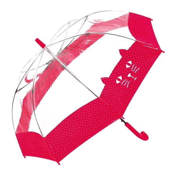 Detský transparentný dáždnik s červenými detailmi Birdcage Chat, ⌀ 74 cm