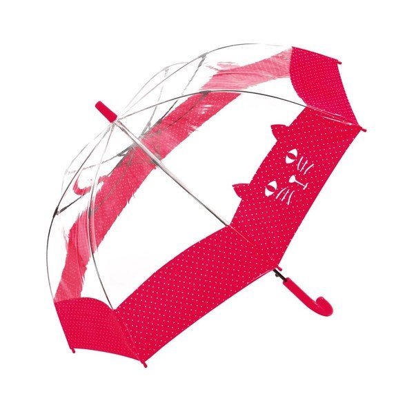 Detský transparentný dáždnik s červenými detailmi Birdcage Chat, ⌀ 74 cm