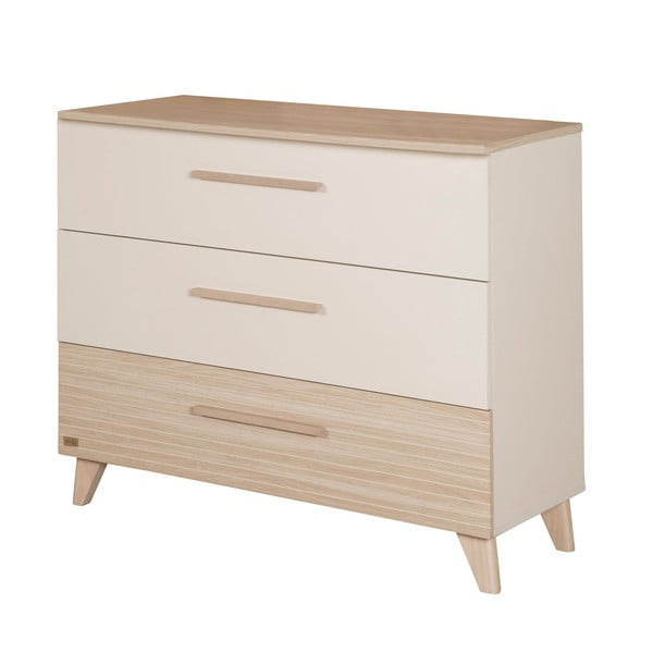 Krémová/v prírodnej farbe detská komoda v dekore duba s prebaľovacím pultom 110x98x75 cm Sidney – Roba-image-2