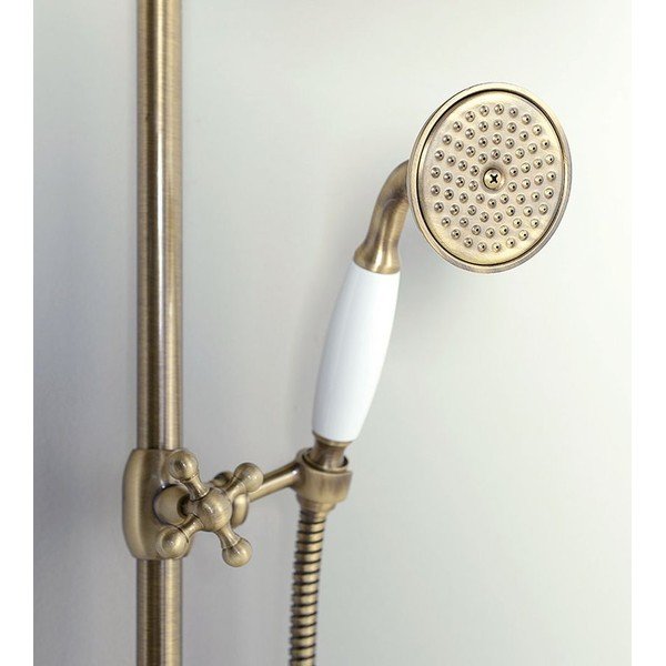 Mosadzná sprchová súprava v bronzovej farbe s termostatickou batériou s hlavovou sprchou a ručnou sprchou 142 cm Antea – Sapho-image-3