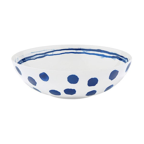 Modro-biely hlboký porcelánový tanierik Santiago Pons Dotty, ⌀ 19 cm
