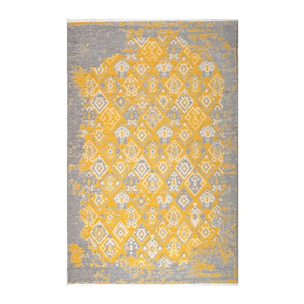 Obojstranný žlto-sivý koberec Vitaus Normani, 77 x 200 cm