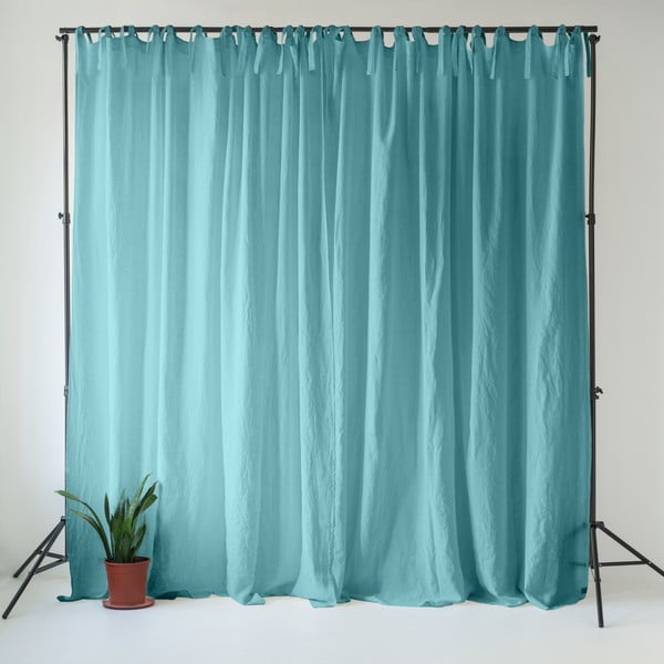 Tyrkysový ľanový záves 140x330 cm Coastal Blue – Linen Tales