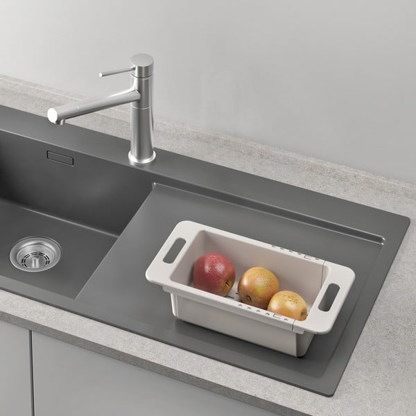 Sivý nastaviteľný plastový teleskopický odkvapkávač do drezu 52x18 cm – Metaltex-image-4