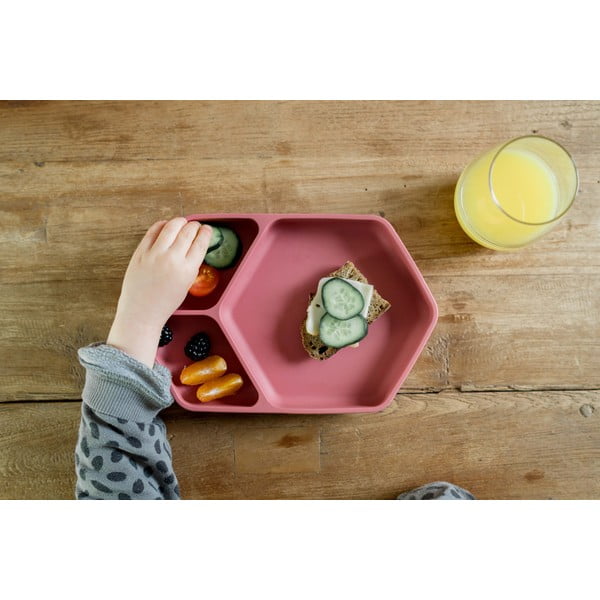 Červený silikónový detský tanier 16x25 cm – Kindsgut-image-3