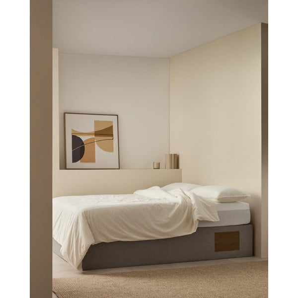 Sivá čalúnená dvojlôžková posteľ s úložným priestorom 180x200 cm Matters – Kave Home-image-1