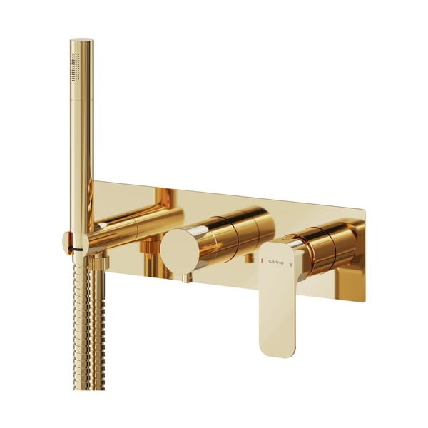 Podomietková sprchová batéria v zlatej farbe (2 výstupy) Spy – Sapho