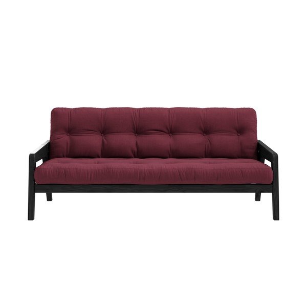Čierna variabilní rozkladacia pohovka s futónom ve vínovočervenej farbe Karup Design Grab Black/Bordeaux