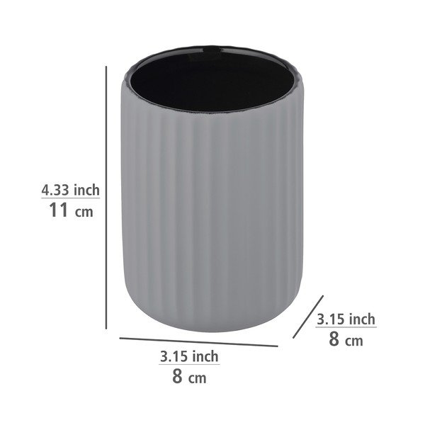 Sivý keramický pohárik na kefky Wenko Belluno-image-3